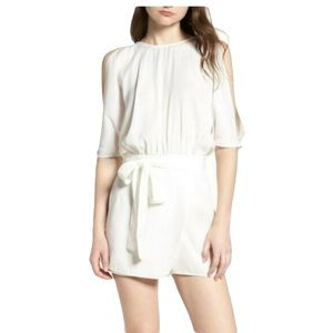NWT Bishop + Young White cold shoulder Jet Set Sort Romper S